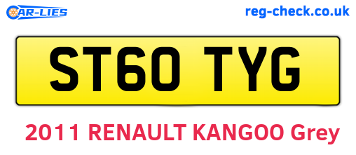 ST60TYG are the vehicle registration plates.