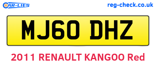 MJ60DHZ are the vehicle registration plates.