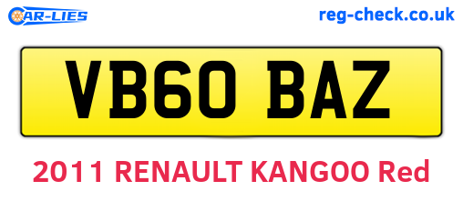 VB60BAZ are the vehicle registration plates.