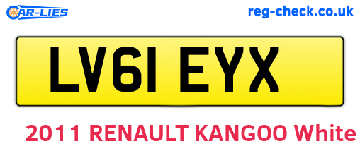 LV61EYX are the vehicle registration plates.
