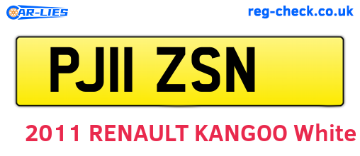 PJ11ZSN are the vehicle registration plates.
