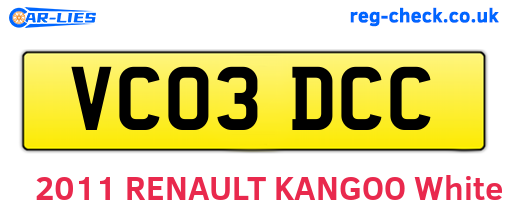 VC03DCC are the vehicle registration plates.