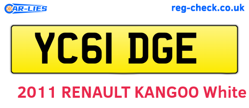 YC61DGE are the vehicle registration plates.