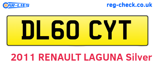 DL60CYT are the vehicle registration plates.