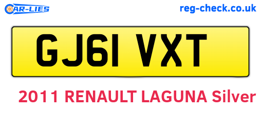 GJ61VXT are the vehicle registration plates.