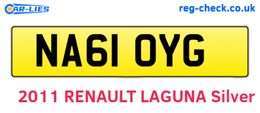 NA61OYG are the vehicle registration plates.