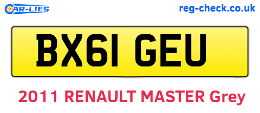 BX61GEU are the vehicle registration plates.