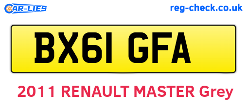 BX61GFA are the vehicle registration plates.