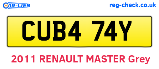 CUB474Y are the vehicle registration plates.