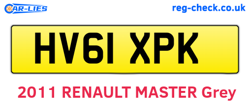 HV61XPK are the vehicle registration plates.