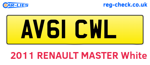 AV61CWL are the vehicle registration plates.