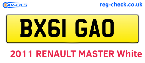 BX61GAO are the vehicle registration plates.
