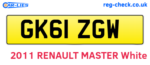 GK61ZGW are the vehicle registration plates.
