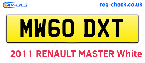 MW60DXT are the vehicle registration plates.