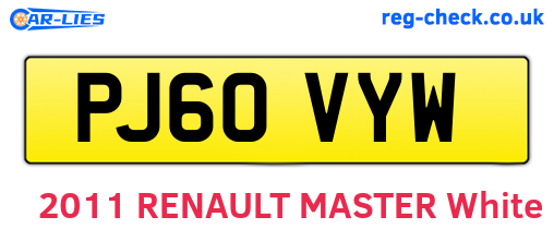 PJ60VYW are the vehicle registration plates.