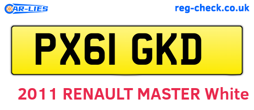 PX61GKD are the vehicle registration plates.