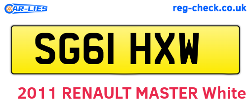 SG61HXW are the vehicle registration plates.