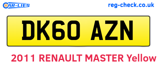 DK60AZN are the vehicle registration plates.