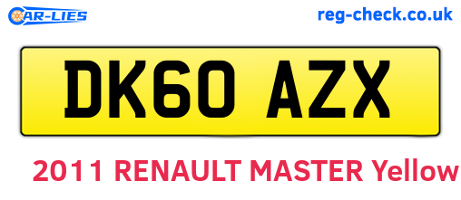 DK60AZX are the vehicle registration plates.