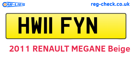 HW11FYN are the vehicle registration plates.