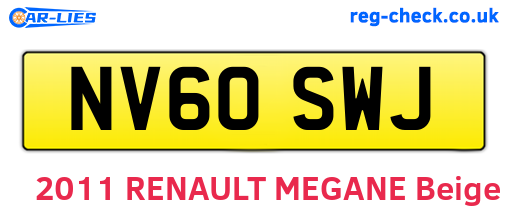 NV60SWJ are the vehicle registration plates.