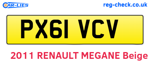 PX61VCV are the vehicle registration plates.