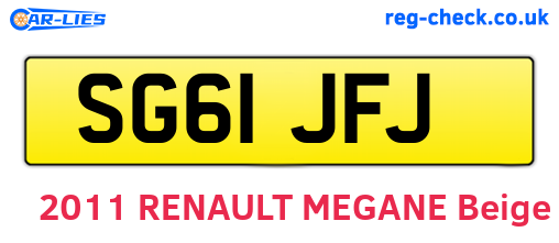SG61JFJ are the vehicle registration plates.