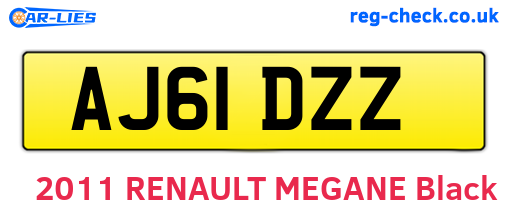 AJ61DZZ are the vehicle registration plates.
