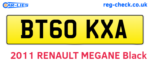 BT60KXA are the vehicle registration plates.