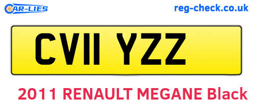 CV11YZZ are the vehicle registration plates.