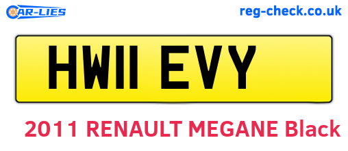 HW11EVY are the vehicle registration plates.