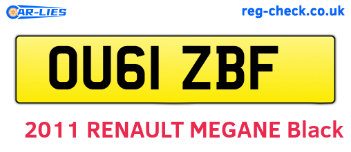 OU61ZBF are the vehicle registration plates.