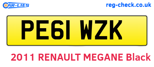 PE61WZK are the vehicle registration plates.
