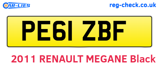 PE61ZBF are the vehicle registration plates.