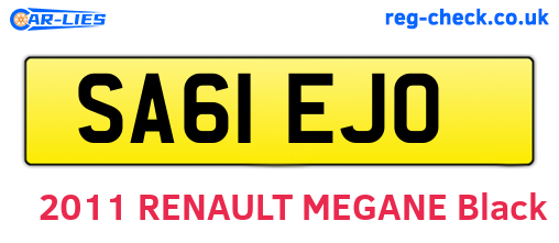 SA61EJO are the vehicle registration plates.