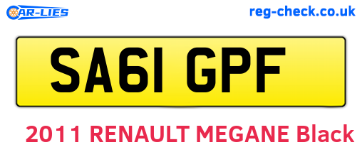 SA61GPF are the vehicle registration plates.