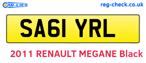 SA61YRL are the vehicle registration plates.