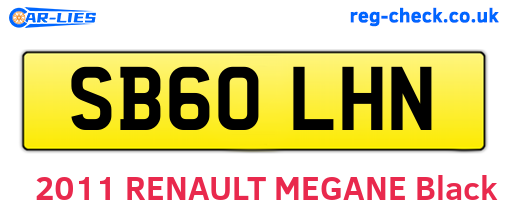 SB60LHN are the vehicle registration plates.