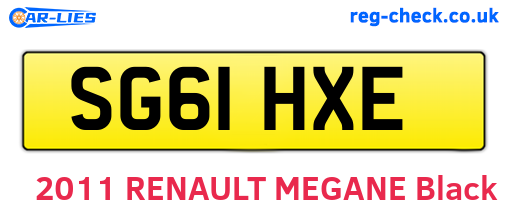 SG61HXE are the vehicle registration plates.