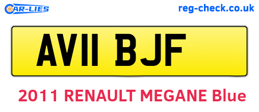 AV11BJF are the vehicle registration plates.