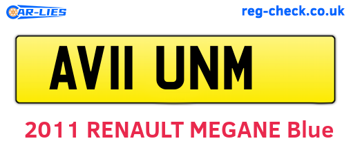 AV11UNM are the vehicle registration plates.