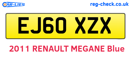 EJ60XZX are the vehicle registration plates.