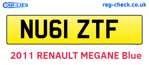 NU61ZTF are the vehicle registration plates.