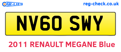 NV60SWY are the vehicle registration plates.