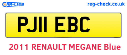 PJ11EBC are the vehicle registration plates.