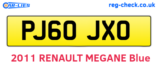 PJ60JXO are the vehicle registration plates.