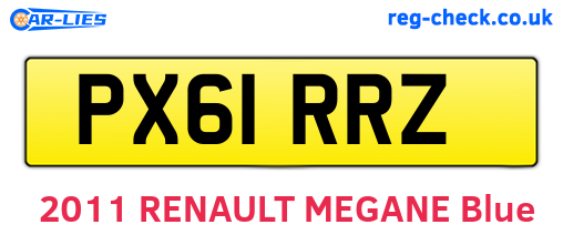 PX61RRZ are the vehicle registration plates.