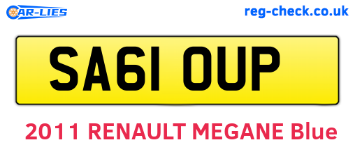SA61OUP are the vehicle registration plates.