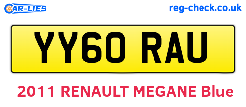 YY60RAU are the vehicle registration plates.