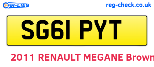 SG61PYT are the vehicle registration plates.